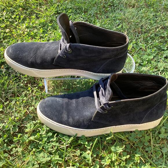 Lanvin Navy Suede Chukka Boots Men US 9 Minimalist Sneaker Sole Casual Fall Luxe - Picture 8 of 14